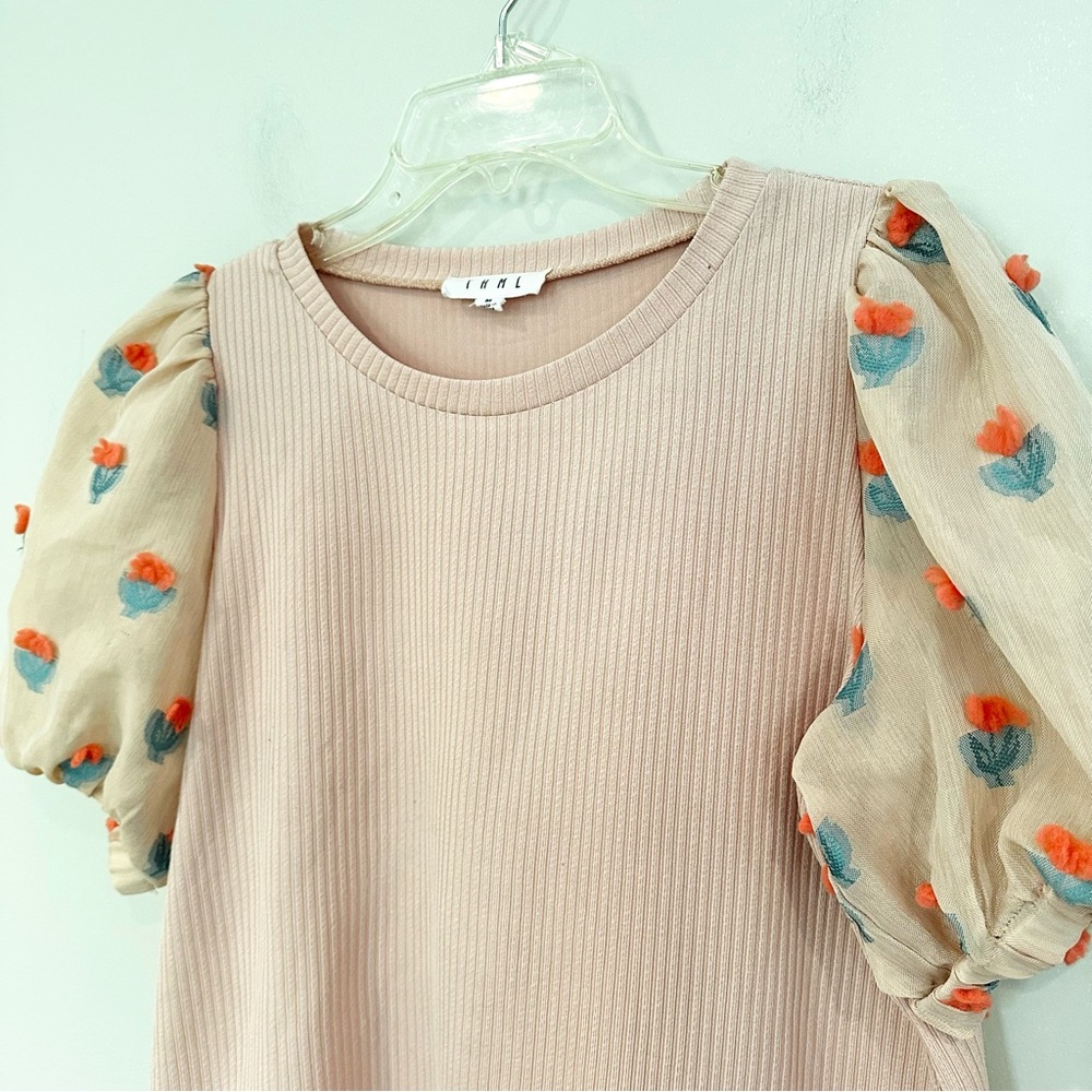 THML Pink Blouse with Embroidered Sleeves - Picture 2 of 6